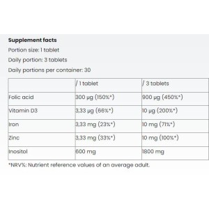 Inositol + Folic Acid for Women - 90 Таблетки | Nutriversum