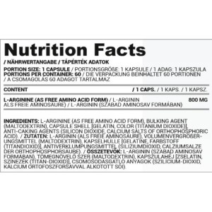 L-Arginine 800 mg - 60 капсули | Nutriversum