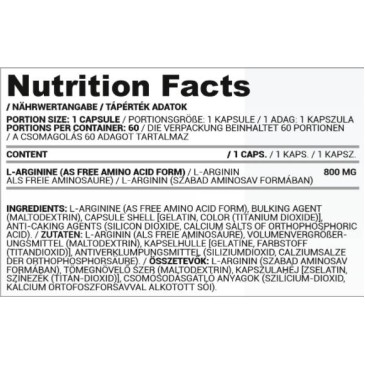 L-Arginine 800 mg - 60 капсули | Nutriversum