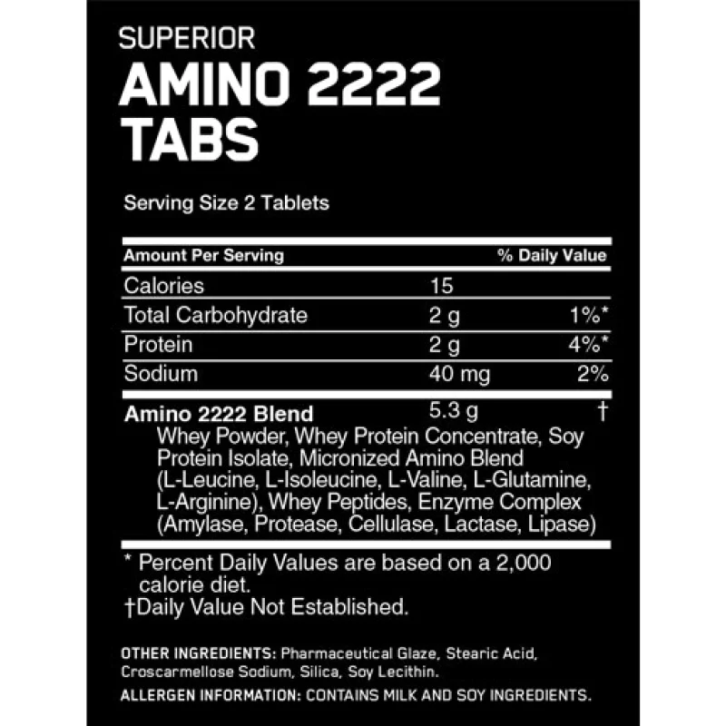 Optimum Nutrition Superior Amino 2222 320 таблетки Optimum Nutrition Superior Amino 2222 320 таблеткиСъдържа 2 грама ценни аминокиселини само в една таблетка
18 различни вида жизнено необходими аминокиселини
Л-карнитин и Л-орнитин в свободн Optimum Nutrition Superior Amino 2222 320 таблетки Съдържа 2 грама ценни аминокиселини само в една таблетка 18 различни вида жизнено необходими аминокиселини Л-карнитин и Л-орнитин в свободна ф Optimum Nutrition Superior Amino 2222 320 таблетки Съдържа 2