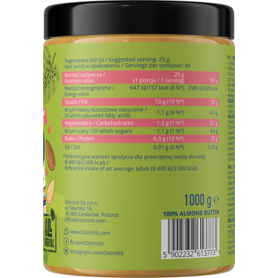 100% Almond Butter Smooth 1000 гр | OstroVit