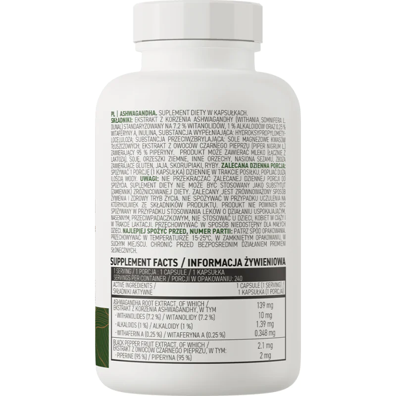 Ashwagandha 240 капсули | OstroVit Ashwagandha 240 капсули | OstroVit