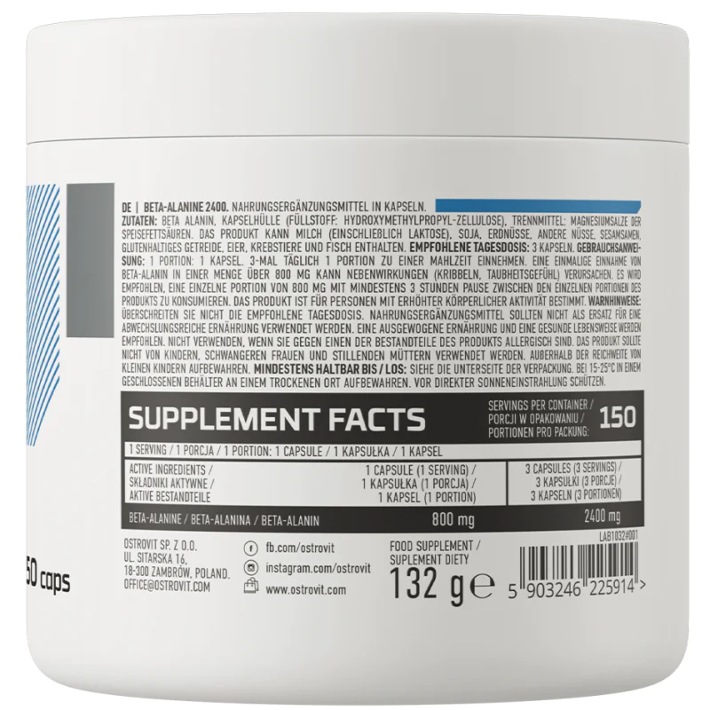 Beta Alanine 2400 150 капсули | OstroVit Beta Alanine 2400 150 капсули | OstroVit