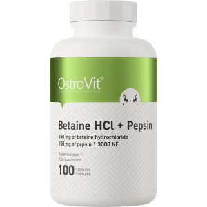 Betaine HCl + Pepsin 100 капсули | OstroVit Betaine HCl + Pepsin 100 капсули | OstroVit