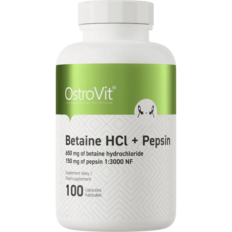 Betaine HCl + Pepsin 100 капсули | OstroVit Betaine HCl + Pepsin 100 капсули | OstroVit