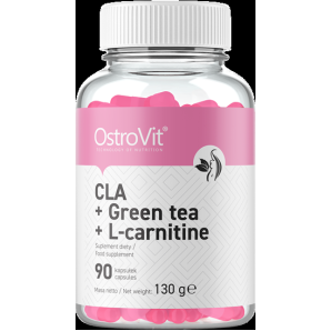 CLA + Green Tea + L-Carnitine 90 капсули | OstroVit Подкрепя физическите и умствените способности Помага да се съкрати времето за регенерация след тренировка Участва в поддържането на здравословно телесно тег CLA + Green Tea + L-Carnitine 90 капсули | Ost