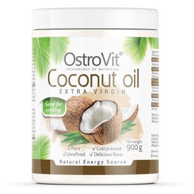 Coconut Oil Extra Virgin 900 гр | OstroVit 100% нерафинирано кокосово масло Чудесен вкус и аромат на кокосов орех Вегетарианска алтернатива на животинска мазнина Перфектен за приготвяне на храна Включва Coconut Oil Extra Virgin 900 гр | OstroVit 100% нера