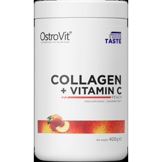 Collagen + Vitamin C Powder 400 гр | OstroVit Съдържа лесно смилаем колагенов хидролизат от естествен произход Подпомага здравето на ставите Влияе положително върху нервната и имунната система Витамин С уч Collagen + Vitamin C Powder 400 гр | OstroVit Съд