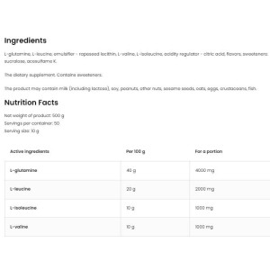 BCAA + Glutamine Powder - Лимон 500 гр | OstroVit