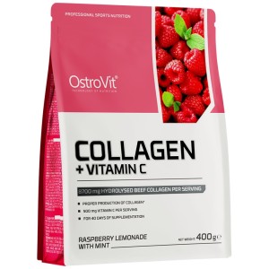 Collagen + Vitamin C Powder - Малинова лимонада с мента 400 гр | OstroVit