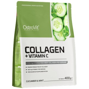 Collagen + Vitamin C Powder - Краставица и мента 400 гр | OstroVit