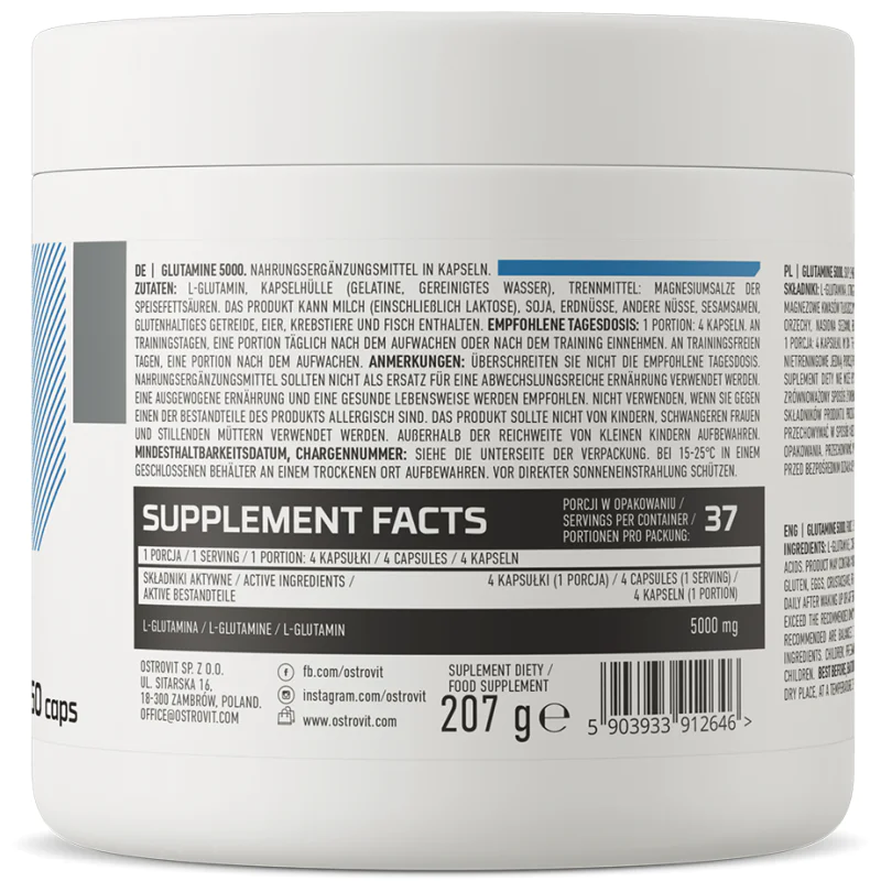 Glutamine 5000 150 капсули | OstroVit Glutamine 5000 150 капсули | OstroVit