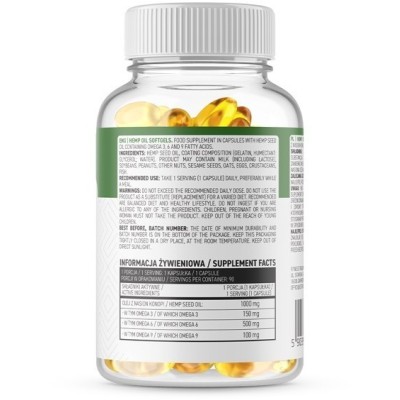 Hemp Oil 1000 мг 90 гел-капсули | OstroVit Hemp Oil 1000 мг 90 гел-капсули | OstroVit