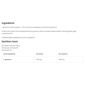 Glutamine Powder - Портокал 300 гр | OstroVit Glutamine Powder - Портокал 300 гр | OstroVit