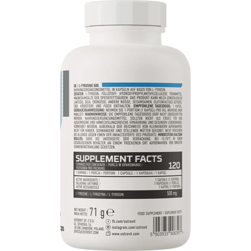 L-Tyrosine 500 120 капсули | OstroVit L-Tyrosine 500 120 капсули | OstroVit