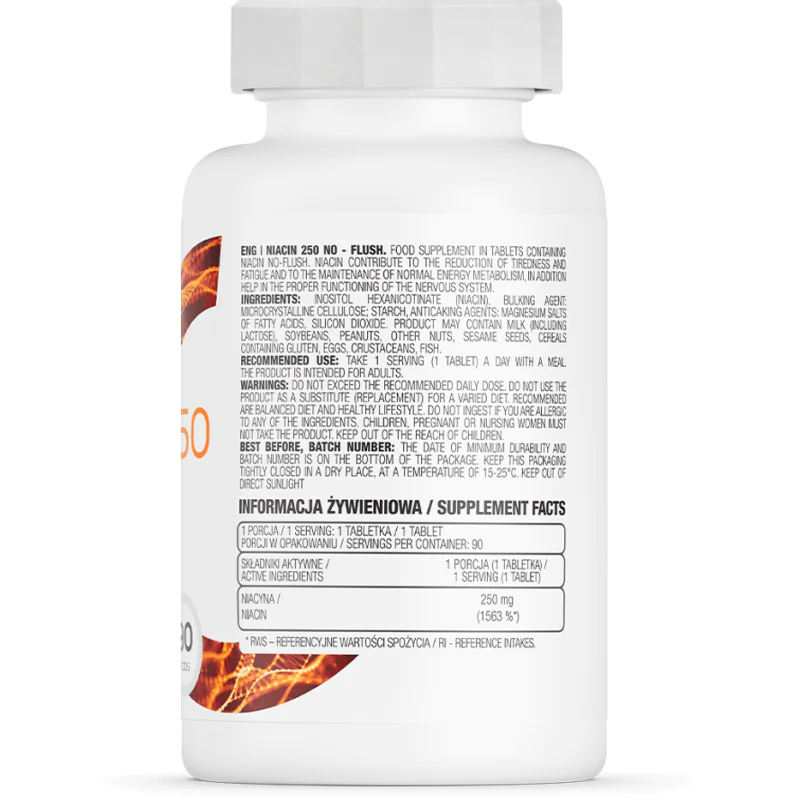 Niacin 250 No-Flush 90 таблетки | OstroVit Niacin 250 No-Flush 90 таблетки | OstroVit