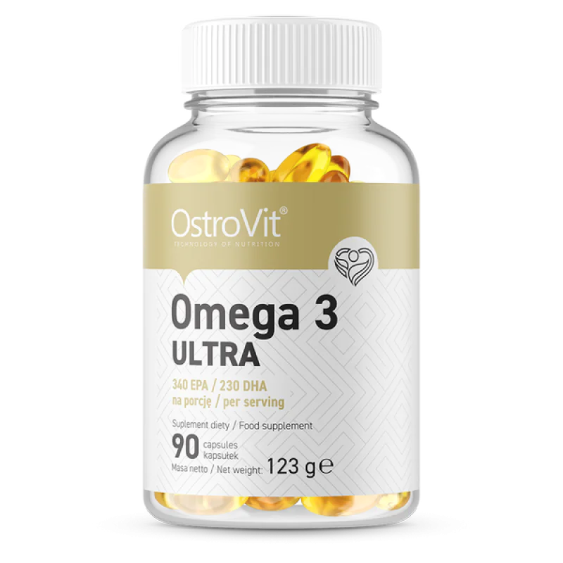Omega 3 Ultra 90 капсули | OstroVit Поддържа сърдечно-съдовата функция Подпомага правилното функциониране на мозъка Проявява антикоагулантна активност Помага за правилното функциониране на мускулите Оме Omega 3 Ultra 90 капсули | OstroVit Поддържа сърдечн