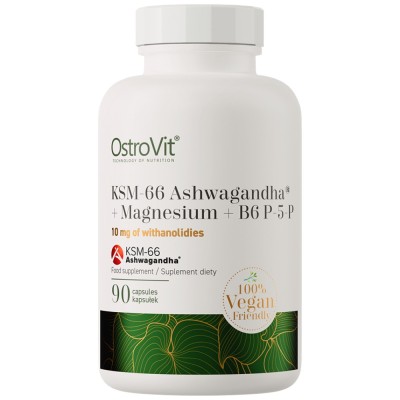 KSM-66 Ashwagandha + Magnesium + B6 P-5-P 90 капсули | OstroVit