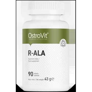 R-ALA (R-Alpha Lipoic Acid) 100 мг 90 таблетки | OstroVit Осигурява мастноразтворима и водоразтворима антиоксидантна защита Предпазва тялото от свободните радикали   Забавя процесите на стареене R-ALA (R-Alpha Lipoic Acid) 100 мг 90 таблетки | OstroVit Ос