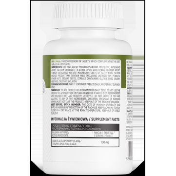 R-ALA (R-Alpha Lipoic Acid) 100 мг 90 таблетки | OstroVit Осигурява мастноразтворима и водоразтворима антиоксидантна защита Предпазва тялото от свободните радикали   Забавя процесите на стареене R-ALA (R-Alpha Lipoic Acid) 100 мг 90 таблетки | OstroVit Ос