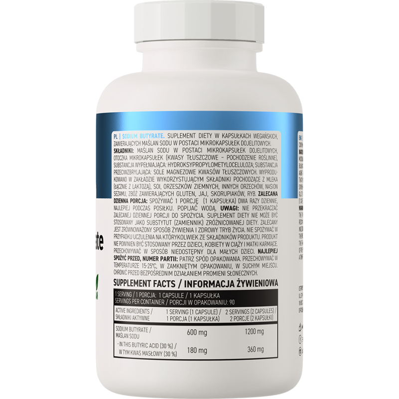 Sodium Butyrate 600 мг 90 капсули | OstroVit Sodium Butyrate 600 мг 90 капсули | OstroVit