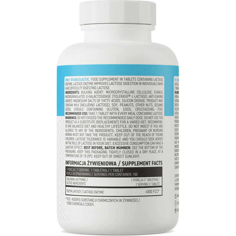 Stabilolactic | Lactase enzyme 4500 FCC 100 таблетки | OstroVit Stabilolactic | Lactase enzyme 4500 FCC 100 таблетки | OstroVit