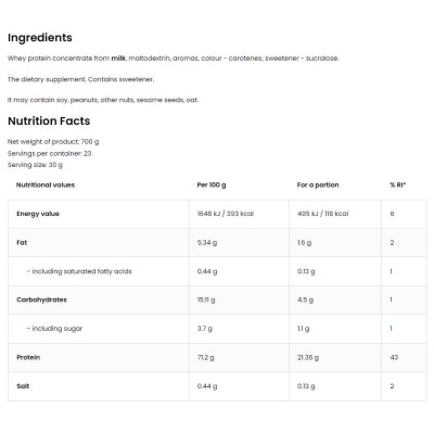100% Whey Protein - Бисквитена мечта 700 гр | OstroVit