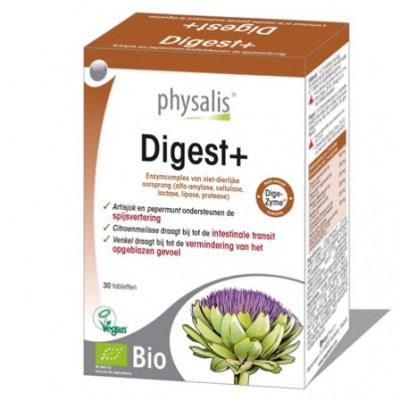 Digest + 30 таблетки | Physalis Поддържа нормалната функция на храносмилателната система Подпомага храносмилането Подпомага функцията на черния дроб Насърчава функцията на червата При тежест в стом Digest + 30 таблетки | Physalis Поддържа нормалната функц