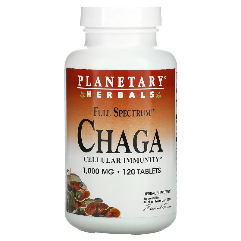 Full Spectrum CHAGA 1000 мг 120 таблетки | Planetary Herbals За по-силна имунна система Повишава устойчивостта на организма към стрес Спомага за забавяне на процеса на стареене Повишава енергията и издръжл Full Spectrum CHAGA 1000 мг 120 таблетки | Planet