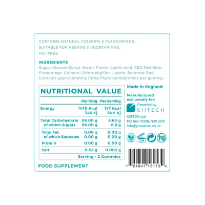 CBD Gummies 10 мг 10 броя | Provacan Високо качество и чистота на продуктите Съдържа чист екстракт от органичен коноп Веганска, органична и без ГМО формула Не води до злоупотреба или зависимост 100% без CBD Gummies 10 мг 10 броя | Provacan Високо качество