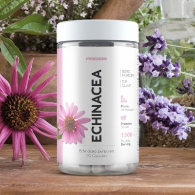 Echinacea 1500 мг 90 капсули I Prozis Foods Премахва симптомите на грип и простудно състояние Антибактериално, противогъбично, противоинфекциозно, противовъзпалително действие Намалява количеството на х Echinacea 1500 мг 90 капсули I Prozis Foods Премахва