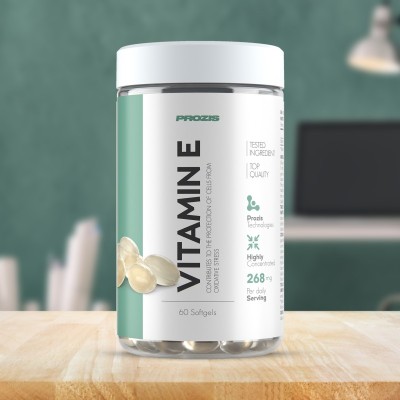 Vitamin E 400 IU 60 гел-капсули | Prozis Foods За подпомагане на репродуктивните функции и при двата пола Защитава организма от нанасяне на вреди поради ред фактори За по-добър обмен на веществата Съдейств Vitamin E 400 IU 60 гел-капсули | Prozis Foods За