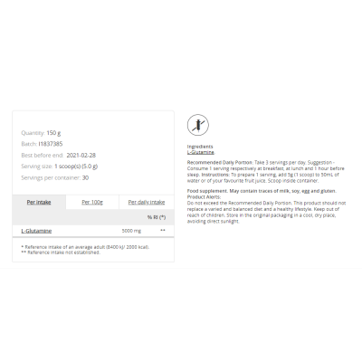 L-Glutamine Неовкусен Прах 150 гр | Prozis Sport Чист глутамин в прахообразна форма Благоприятства за положителен азотен баланс Насърчава увеличаването на силата и мускулната маса Засилва секрецията на хор L-Glutamine Неовкусен Прах 150 гр | Prozis Sport 