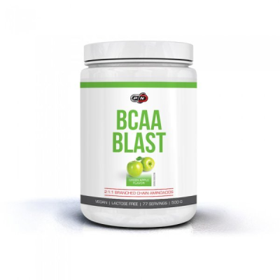 BCAA Blast 500 гр | Pure Nutrition По-бързо възстановяване на мускулите след тренировка Засилва протеиновия синтез за по-бързо изграждане на чиста мускулна маса Съдържа глутамин, спомагащ за още по-бързо възс BCAA Blast 500 гр | Pure Nutrition По-бързо въ
