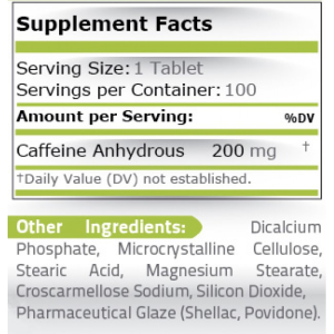 Caffeine (Кофеин) 200 мг 100 таблетки | Pure Nutrition Caffeine (Кофеин) 200 мг 100 таблетки | Pure Nutrition