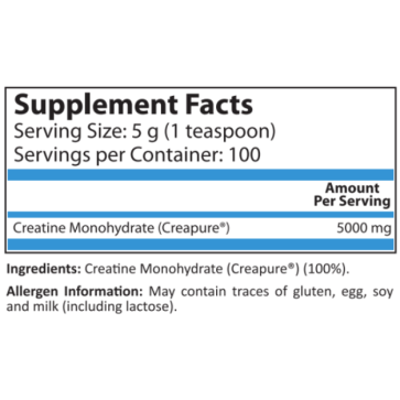 Creapure Creatine Monohydrate Прах 500 гр | Pure Nutrition За подсилване на метаболизма на Вашето тяло Добро средство за повишаване издръжливостта при упражнения с висока интензвиност Много по-висока ефективн Creapure Creatine Monohydrate Прах 500 гр | Pu