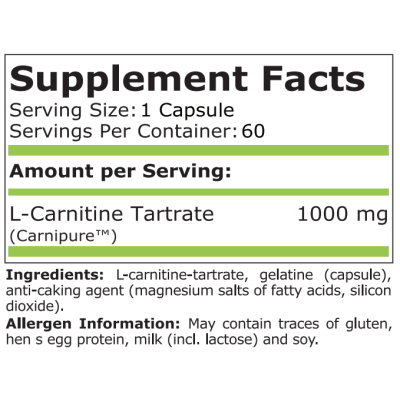 L-Carnitine 1000 мг 60 капсули | Pure Nutrition Подпомага окисляването на мастните киселини Помага за растежа на мускулите чрез анаболитното си влияние Извежда вредните токсини от клетките на организма Въз L-Carnitine 1000 мг 60 капсули | Pure Nutrition П