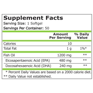 Рибено масло 480 EPA/240 DHA 50 гел капсули | Pure Nutrition