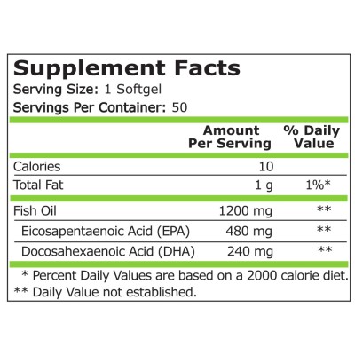 Рибено масло Fish Oil 480 EPA/ 240 DHA 50/100/200/300 гел капсули | Pure Nutrition Помага за здраво сърце Стимулира имунната система Подобрява съотношението между лошия и добрия холестерол в тялото Рибено масло Fish Oil 480 EPA/ 240 DHA 50/100/200/300 гел