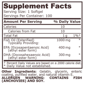 Рибено масло 400 EPA/300 DHA 100 гел капсули | Pure Nutrition