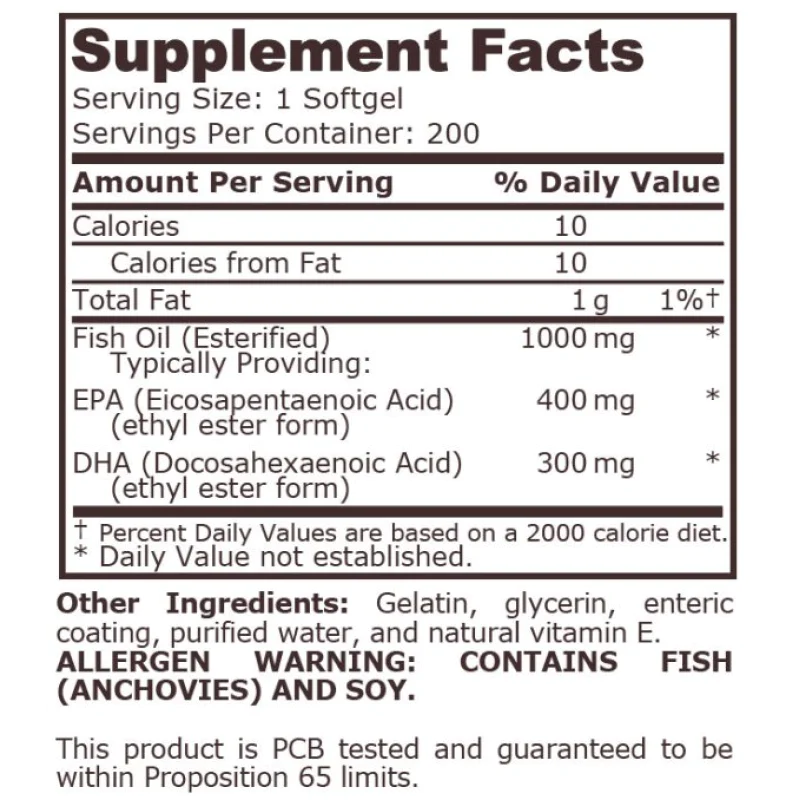 Рибено масло 400 EPA/300 DHA 200 гел капсули | Pure Nutrition Рибено масло 400 EPA/300 DHA 200 гел капсули | Pure NutritionПомага за здраво сърце
Стимулира имунната система
Подобрява съотношението между лошия и добрия холестерол в тялото
Поле Рибено масло 400 EPA/300 DHA 200 гел капсули | Pure Nutrition Помага за здраво сърце Стимулира имунната система Подобрява съотношението между лошия и добрия холестерол в тялото Полезно за мозъка, костите и Рибено масло 400 EPA/300 DHA 200 гел капсули | Pu