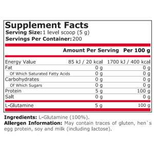 100% Pure Glutamine 1000 гр | Pure Nutrition