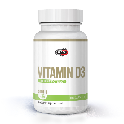 Vitamin D3 5000 IU 100 капсули | Pure Nutrition Осигурява достатъчно количество витамин Д в доза Поддържа костната система и имунитета Предпазва от сложни заболявания Срещу множествена склероза Подпомаг Vitamin D3 5000 IU 100 капсули | Pure Nutrition Осиг