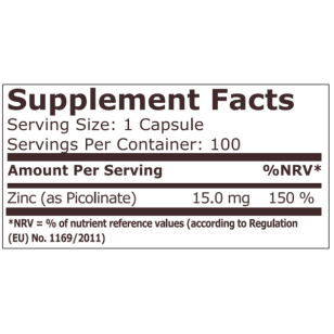 Zinc Immune Support 15 мг 100 веган капсули | Pure Nutrition