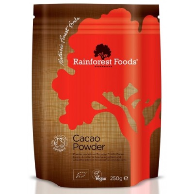 Какао на прах 250 гр I Rainforest Foods За по-добро настроение За здрава кръвоносна система Подпомага здравето на сърцето Помага за заздравяването на косата, зъбите и костните структури Намалява високот Какао на прах 250 гр I Rainforest Foods За по-добро 