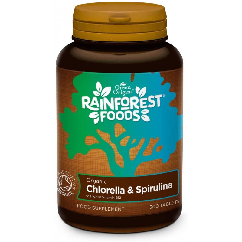 Био Хлорела и Спирулина 500 мг 300 таблетки | Rainforest Foods