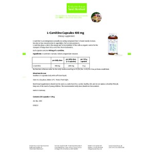L-Carnitine 400 мг 200 капсули | Sanct Bernhard L-Carnitine 400 мг 200 капсули | Sanct Bernhard
