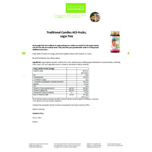 Traditional Candies ACE-Fruits за Деца без захар 170 гр. | Sanct Bernhard