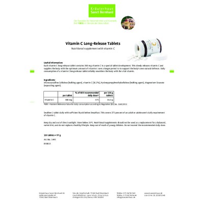 Vitamin C с удължено освобождаване 120 таблетки | Sanct Bernhard Vitamin C с удължено освобождаване 120 таблетки | Sanct BernhardЗа силна имунна система
Предпазва от всякакви болести, включително и сериозни като рак
Поддържа мозъчните функции
Vitamin C с удължено освобождаване 120 таблетки | Sanct Bernhard За силна имунна система Предпазва от всякакви болести, включително и сериозни като рак Поддържа мозъчните функции Срещу безсъние, умствена у Vitamin C с удължено освобождаване 120 таблетки |