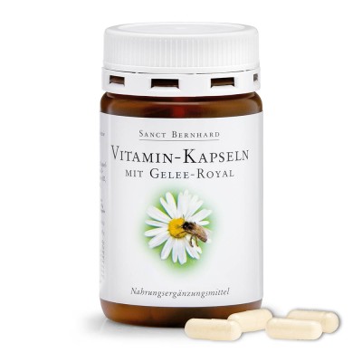 Vitamin With Royal Jelly 120 капсули | Sanct Bernhard Vitamin With Royal Jelly 120 капсули | Sanct BernhardПодобрява нивата на глюкоза в кръвта
Подсилва имунната система
Облекчава симптомите на менопаузата
Намалява възпалението и оксидативния Vitamin With Royal Jelly 120 капсули | Sanct Bernhard Подобрява нивата на глюкоза в кръвта Подсилва имунната система Облекчава симптомите на менопаузата Намалява възпалението и оксидативния стрес Положи Vitamin With Royal Jelly 120 капсули | Sanct Bernhar